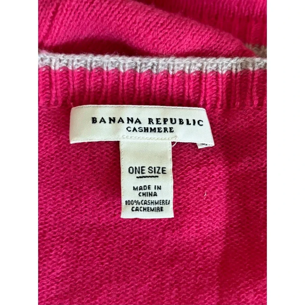 Banana‎ Republic Fine Cashmere Infinity Scarf Pink Grey Trim